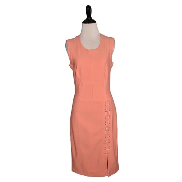 YIGAL AZROUEL NEW $795 Mechanical Stretch Sleeveless Lace-Up‎ Dress Size 6 - Picture 4 of 6
